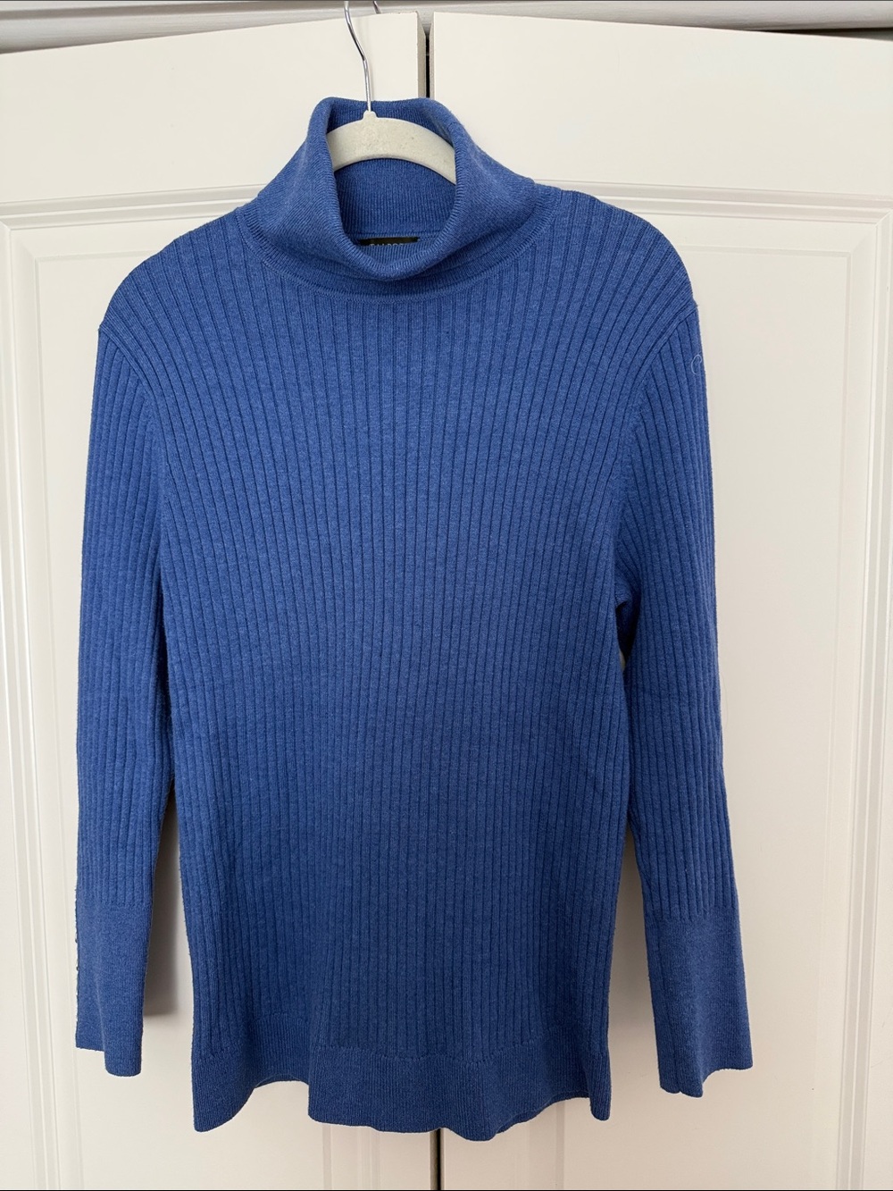 Talbots Blue Ribbed Cowl Neck Sweater